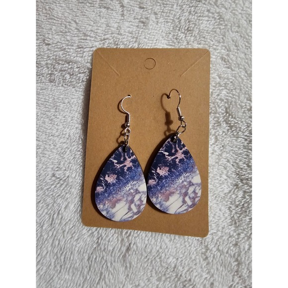 Dangle‎ Drop Earrings Teardrop Marble Print Lightweight Fashion Jewelry - Picture 1 of 1